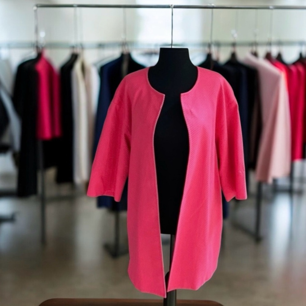 NWOT Hazel Mae Women’s Coat Jacket Size Large Waffle Textured Fully Lined Coral